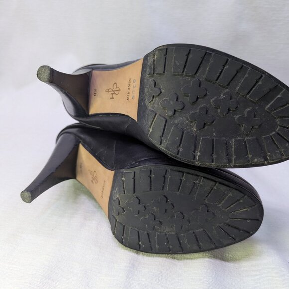 Cole Haan Nike Air Leather Boots Black Heeled Size 8B - Picture 4 of 5